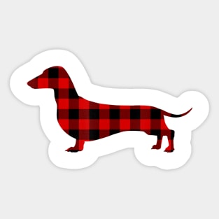Dachshund Red Buffalo Plaid Christmas Sticker